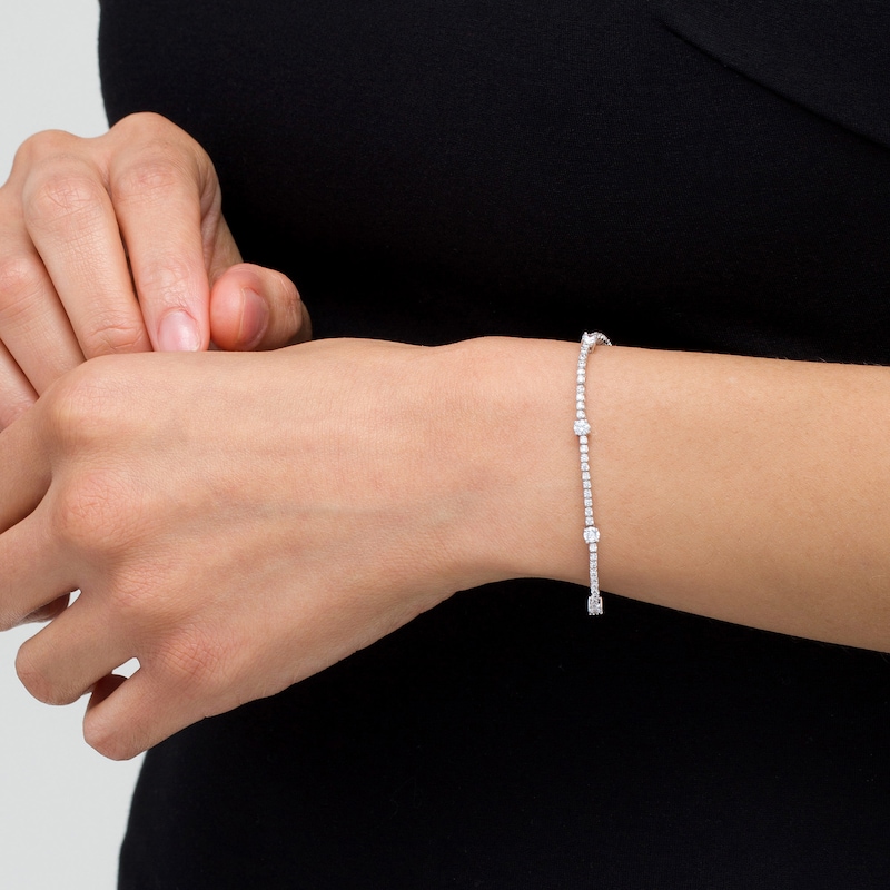 Main Image 2 of 2 CT. T.W. Diamond Station Bracelet in 10K White Gold