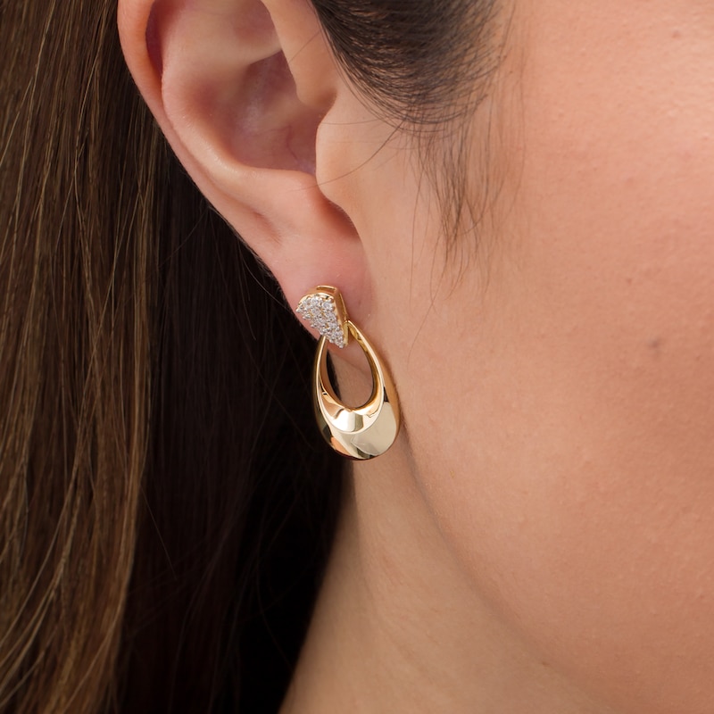 Main Image 2 of 1/4 CT. T.W. Diamond Doorknocker Drop Earrings in 10K Gold