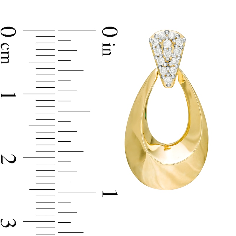 Main Image 3 of 1/4 CT. T.W. Diamond Doorknocker Drop Earrings in 10K Gold