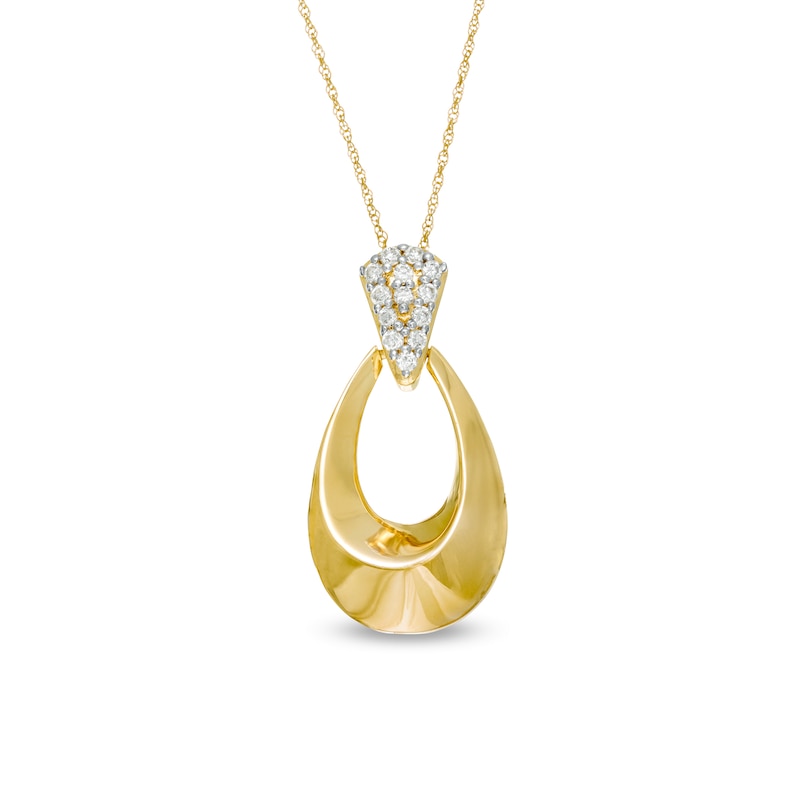 Main Image 1 of 1/4 CT. T.W. Diamond Doorknocker Pendant in 10K Gold