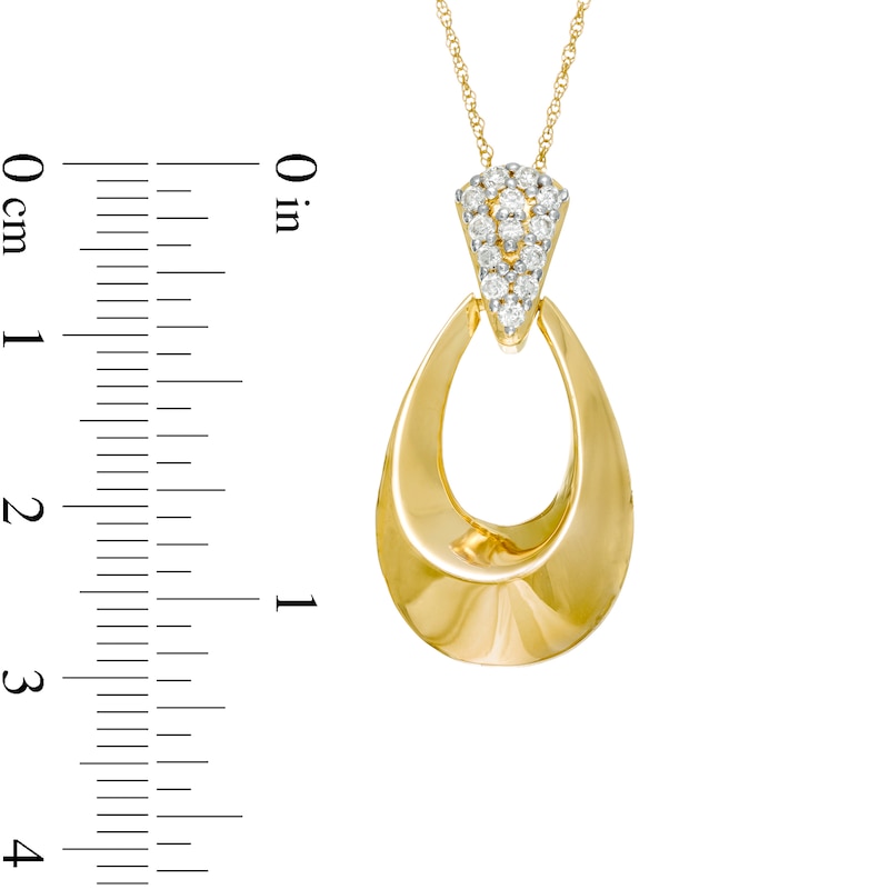 Main Image 3 of 1/4 CT. T.W. Diamond Doorknocker Pendant in 10K Gold