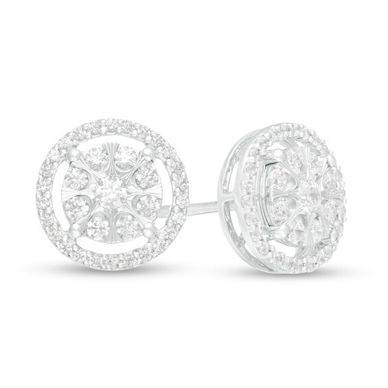 1/2 CT. T.W. Composite Diamond Frame Stud Earrings in 10K White Gold 1/2 CT. T.W. Composite Diamond Frame Stud Earrings in 10K White Gold
