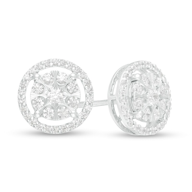 Main Image 1 of 1/2 CT. T.W. Composite Diamond Frame Stud Earrings in 10K White Gold