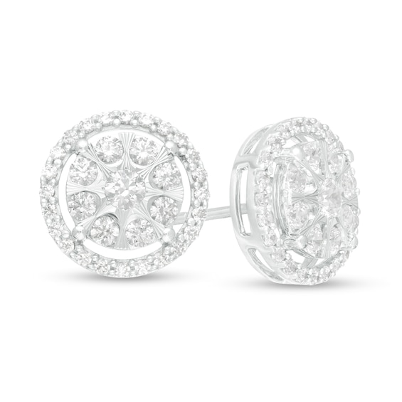 1 CT. T.w. Composite Diamond Frame Stud Earrings in 10K White Gold