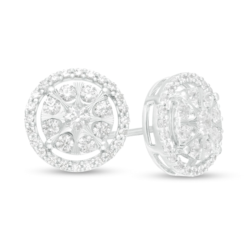 1 CT. T.W. Composite Diamond Frame Stud Earrings in 10K White Gold