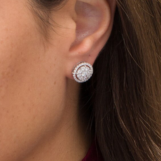 1 CT. T.w. Composite Diamond Frame Stud Earrings in 10K White Gold