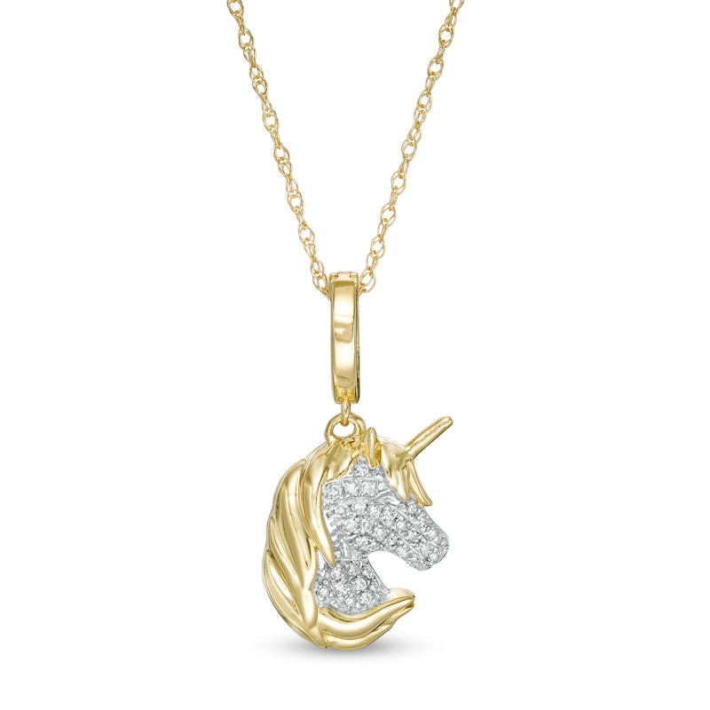 Main Image 1 of 1/20 CT. T.W. Diamond Unicorn Charm in 10K Gold
