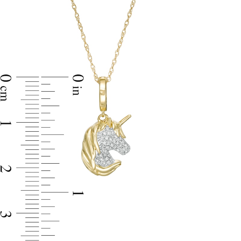Main Image 3 of 1/20 CT. T.W. Diamond Unicorn Charm in 10K Gold