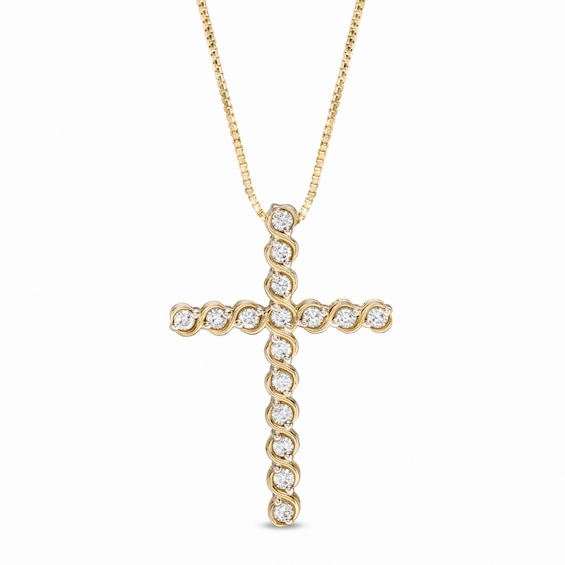 1/4 CT. T.w. Diamond Cross Pendant in 10K Gold