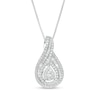 Thumbnail Image 0 of 3/4 CT. T.W. Baguette and Round Diamond Teardrop Frame Pendant in 10K White Gold