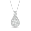 Thumbnail Image 1 of 3/4 CT. T.W. Baguette and Round Diamond Teardrop Frame Pendant in 10K White Gold