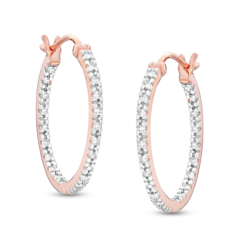 1/4 CT. T.W. Diamond Inside-Out Hoop Earrings in Sterling Silver with ...