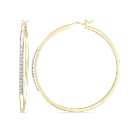 1/6 CT. T.W. Diamond Hoop Earrings in Sterling Silver with Yellow Rhodium Plate