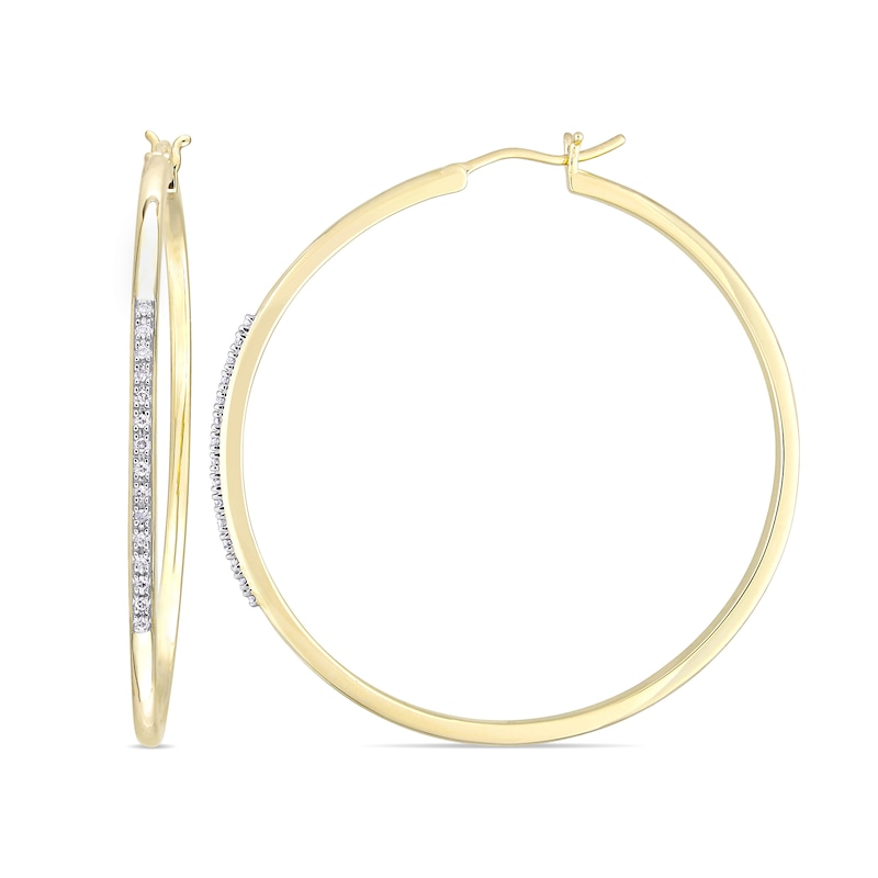 Main Image 1 of 1/6 CT. T.W. Diamond Hoop Earrings in Sterling Silver with Yellow Rhodium Plate