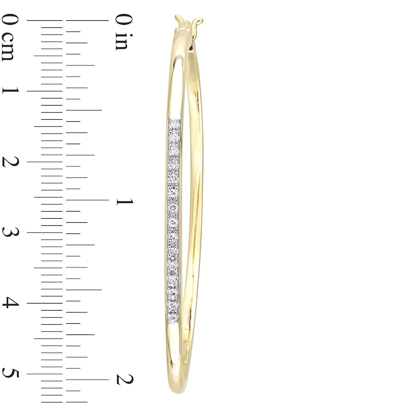 Main Image 3 of 1/6 CT. T.W. Diamond Hoop Earrings in Sterling Silver with Yellow Rhodium Plate