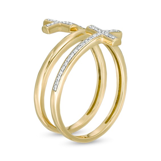 1/10 CT. T.w. Diamond Cross Wrap Ring in 10K Gold