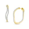 Thumbnail Image 1 of 1/4 CT. T.W. Diamond Wavy Inside-Out Hoop Earrings in 10K Gold