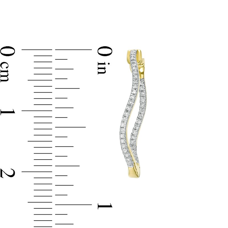 Main Image 3 of 1/4 CT. T.W. Diamond Wavy Inside-Out Hoop Earrings in 10K Gold