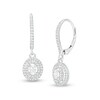 Thumbnail Image 1 of 1/2 C. T.W. Oval Diamond Double Frame Drop Earrings in 10K White Gold