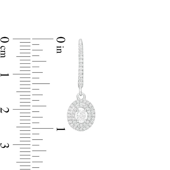 1/2 C. T.w. Oval Diamond Double Frame Drop Earrings in 10K White Gold