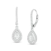 Thumbnail Image 0 of 1/2 CT. T.W. Pear-Shaped Diamond Double Frame Drop Earrings in 10K White Gold