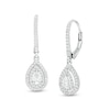 Thumbnail Image 1 of 1/2 CT. T.W. Pear-Shaped Diamond Double Frame Drop Earrings in 10K White Gold
