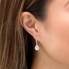 1/2 CT. T.W. Pear-Shaped Diamond Double Frame Drop Earrings in 10K White Gold