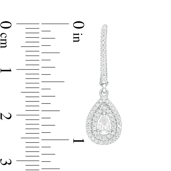 1/2 CT. T.w. Pear-Shaped Diamond Double Frame Drop Earrings in 10K White Gold