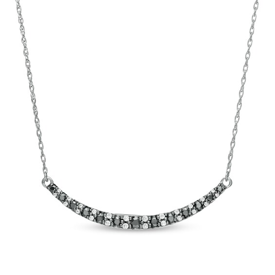 3/8 CT. T.w. Enhanced Black and White Diamond Curved Bar Necklace in Sterling Silver
