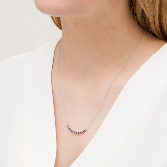3/8 CT. T.w. Enhanced Black and White Diamond Curved Bar Necklace in Sterling Silver