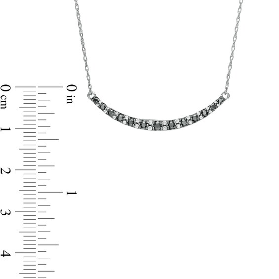 3/8 CT. T.w. Enhanced Black and White Diamond Curved Bar Necklace in Sterling Silver
