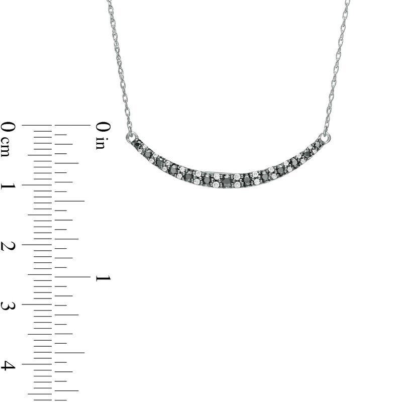 Main Image 3 of 3/8 CT. T.W. Enhanced Black and White Diamond Curved Bar Necklace in Sterling Silver