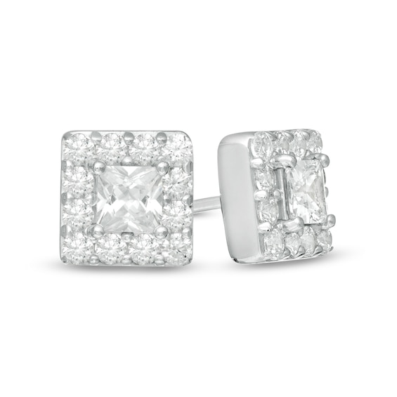Vera Wang Men 1 CT. T.w. Square-Cut Diamond Frame Stud Earrings in 10K White Gold