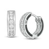 Thumbnail Image 1 of Vera Wang Men 5/8 CT. T.W. Diamond Huggie Hoop Earrings in Sterling Silver and Black Rhodium