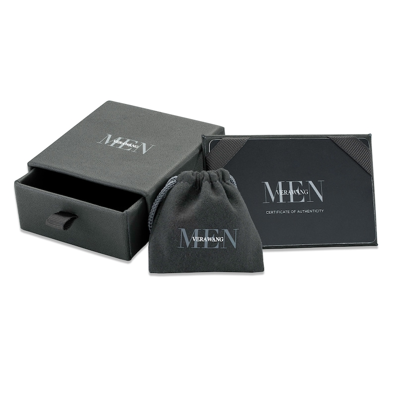 Main Image 4 of Vera Wang Men 5/8 CT. T.W. Diamond Huggie Hoop Earrings in Sterling Silver and Black Rhodium
