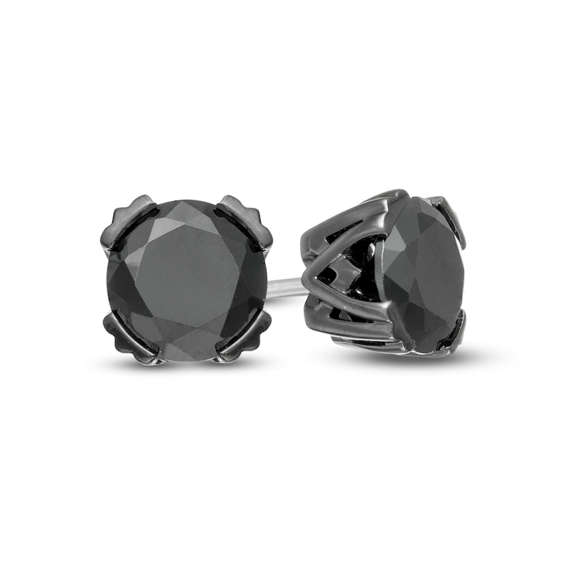 Vera Wang Men 2 CT. T.W. Black Diamond Solitaire Stud Earrings in Sterling Silver with Black Ruthenium