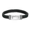 Thumbnail Image 1 of Vera Wang Men 3/8 CT. T.W. Black Diamond Black Braided Leather Bracelet with Sterling Silver Clasp - 8.5"