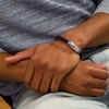 Thumbnail Image 2 of Vera Wang Men 3/8 CT. T.W. Black Diamond Black Braided Leather Bracelet with Sterling Silver Clasp - 8.5"