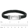 Thumbnail Image 3 of Vera Wang Men 3/8 CT. T.W. Black Diamond Black Braided Leather Bracelet with Sterling Silver Clasp - 8.5"