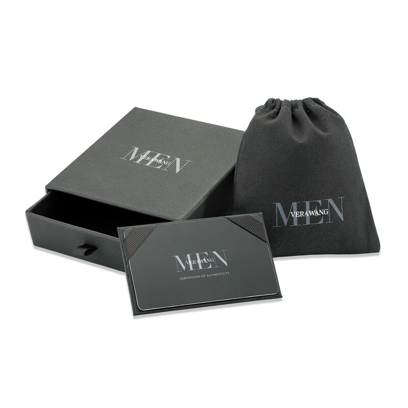Main Image 4 of Vera Wang Men 3/8 CT. T.W. Black Diamond Black Braided Leather Bracelet with Sterling Silver Clasp - 8.5"