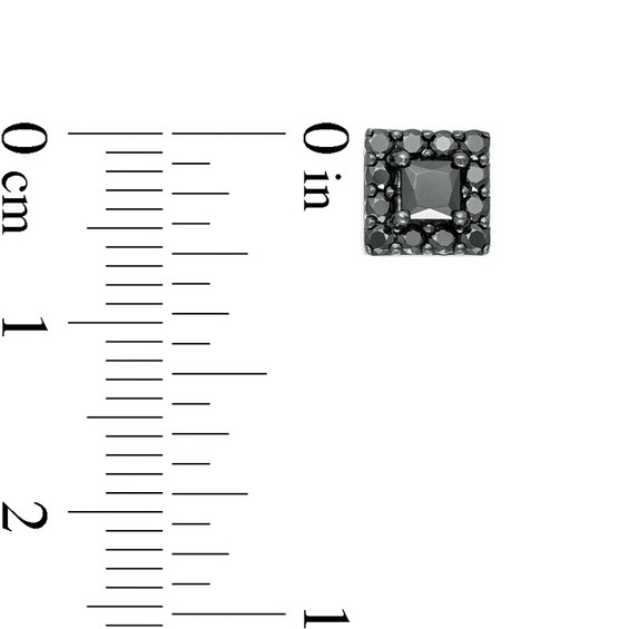 Vera Wang Men 1 CT. T.w. Square-Cut Black Diamond Frame Stud Earrings in Sterling Silver with Black Rhodium