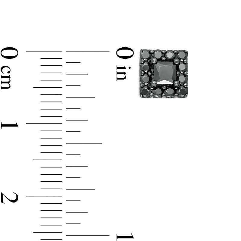 Main Image 3 of Vera Wang Men 1 CT. T.W. Square-Cut Black Diamond Frame Stud Earrings in Sterling Silver with Black Rhodium