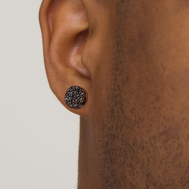 Vera Wang Men 3/4 CT. T.W. Composite Black Diamond Round Stud Earrings in Sterling Silver and Black Rhodium