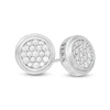 Thumbnail Image 0 of Vera Wang Men 1/2 CT. T.W. Composite Diamond Stepped Border Round Stud Earrings in Sterling Silver