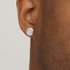 Thumbnail Image 1 of Vera Wang Men 1/2 CT. T.W. Composite Diamond Stepped Border Round Stud Earrings in Sterling Silver