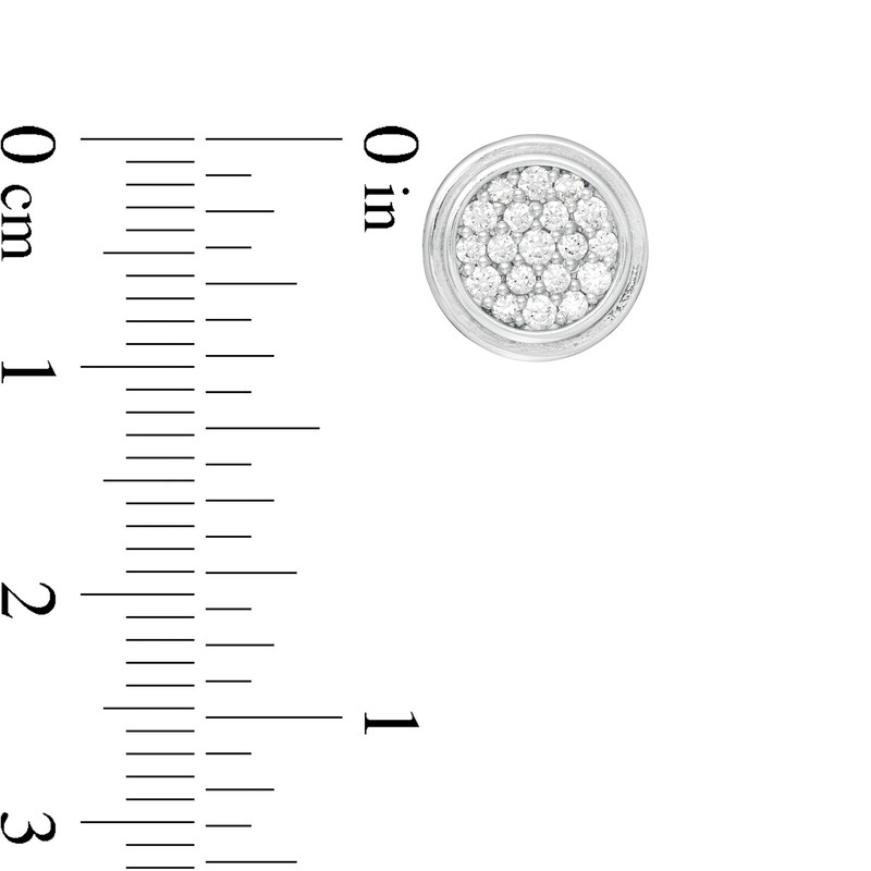 Main Image 3 of Vera Wang Men 1/2 CT. T.W. Composite Diamond Stepped Border Round Stud Earrings in Sterling Silver