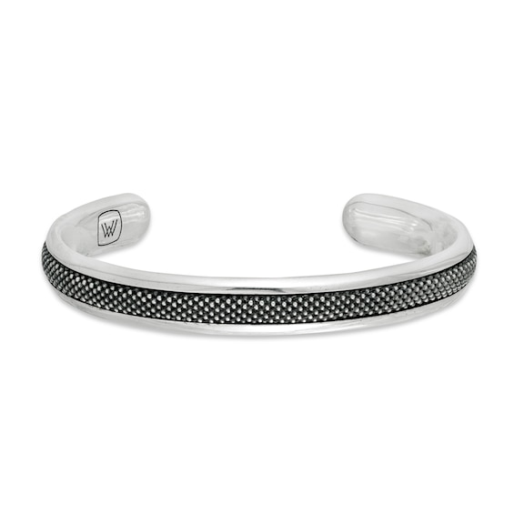 Vera Wang Men 8.0mm Oxidized Textured Cuff in Sterling Silver - 8.5"
