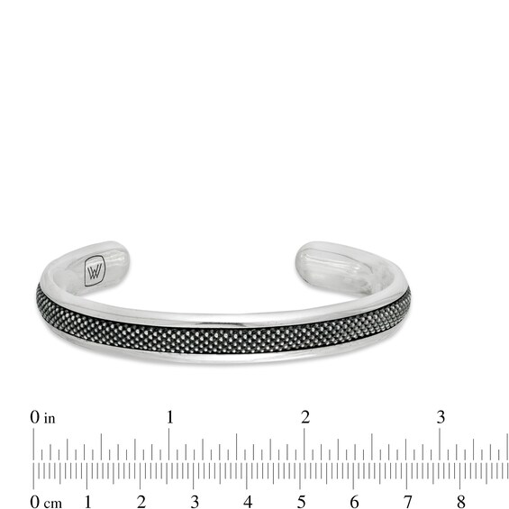 Vera Wang Men 8.0mm Oxidized Textured Cuff in Sterling Silver - 8.5"