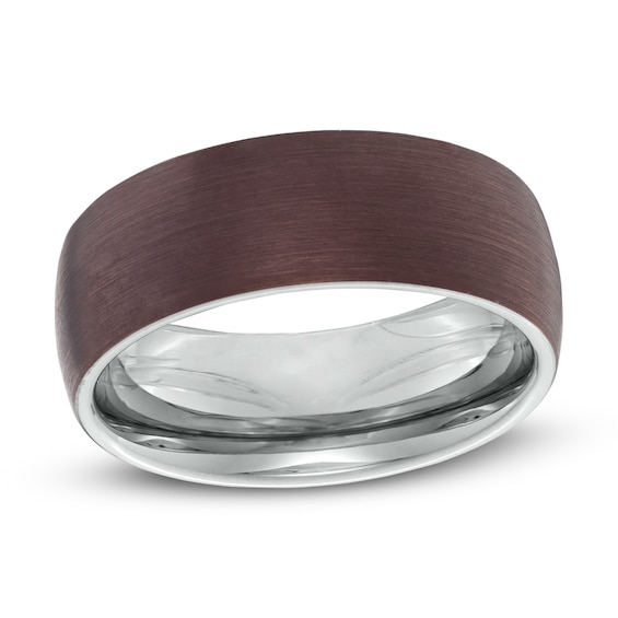 8.0mm Brushed Low Dome Wedding Band in Bronze IP Tantalum - Size 10
