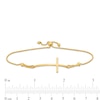 Thumbnail Image 3 of Curved Sideways Cross Bolo Bracelet in 10K Gold - 9.25"